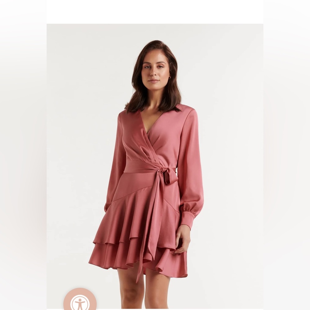 Ever new pink satin tired dress (Emerson)